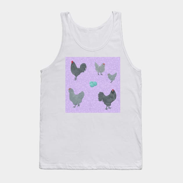 Blue Ameraucana Pattern Purple Tank Top by TrapperWeasel